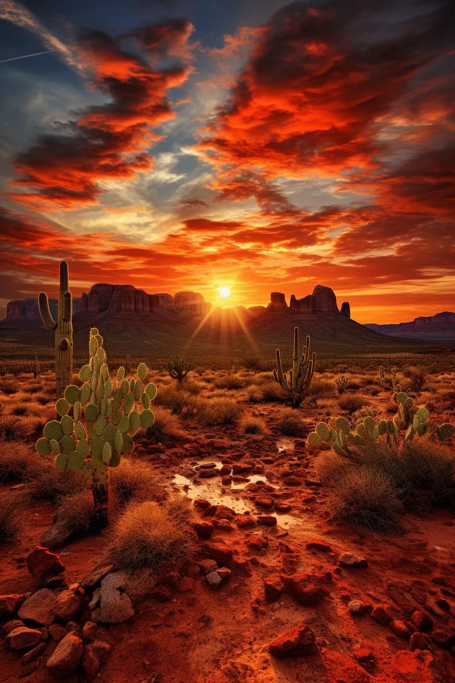 Desert landscape at dusk