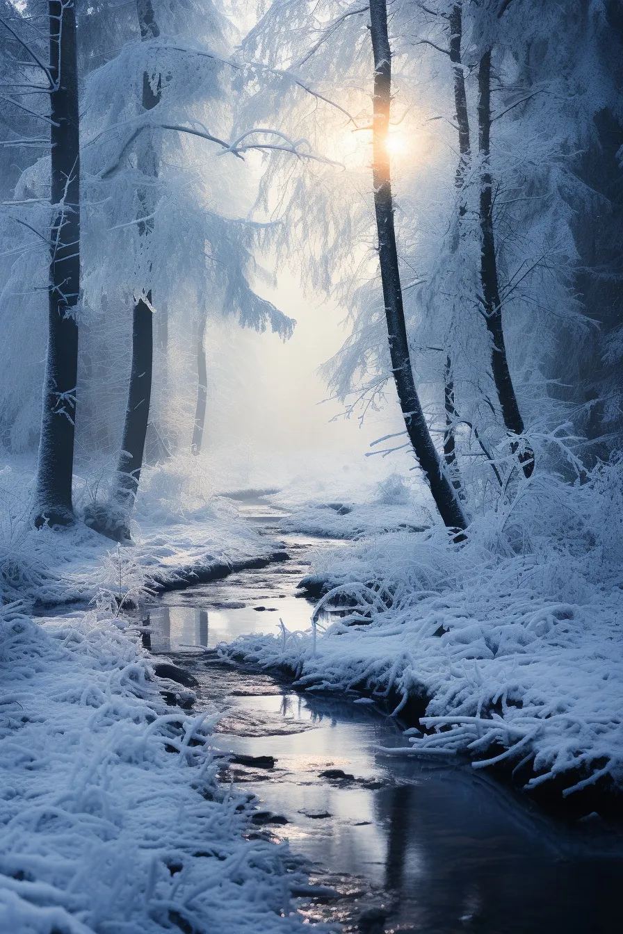 Snowy conifer forest