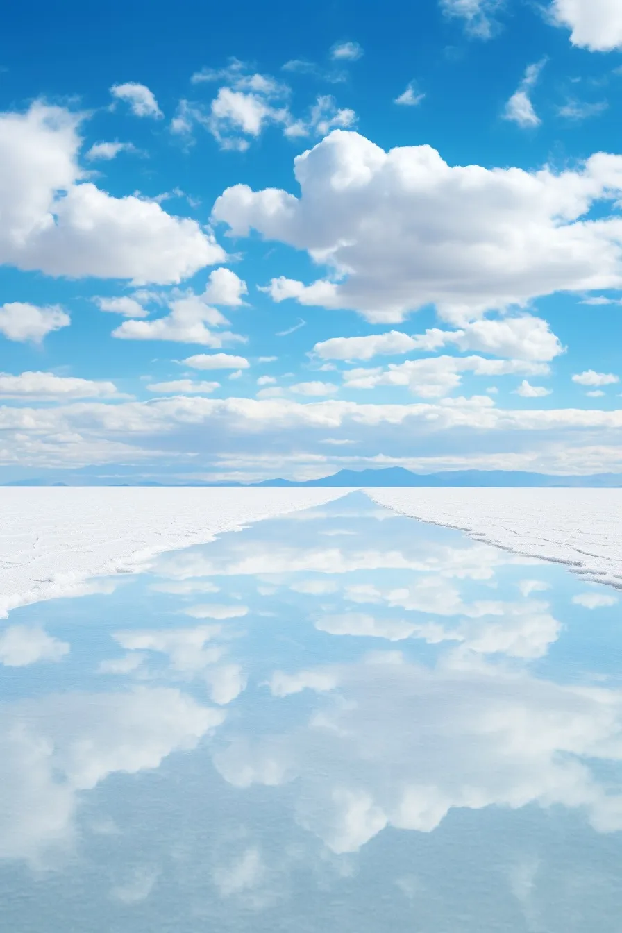 Salt flats reflecting the sky