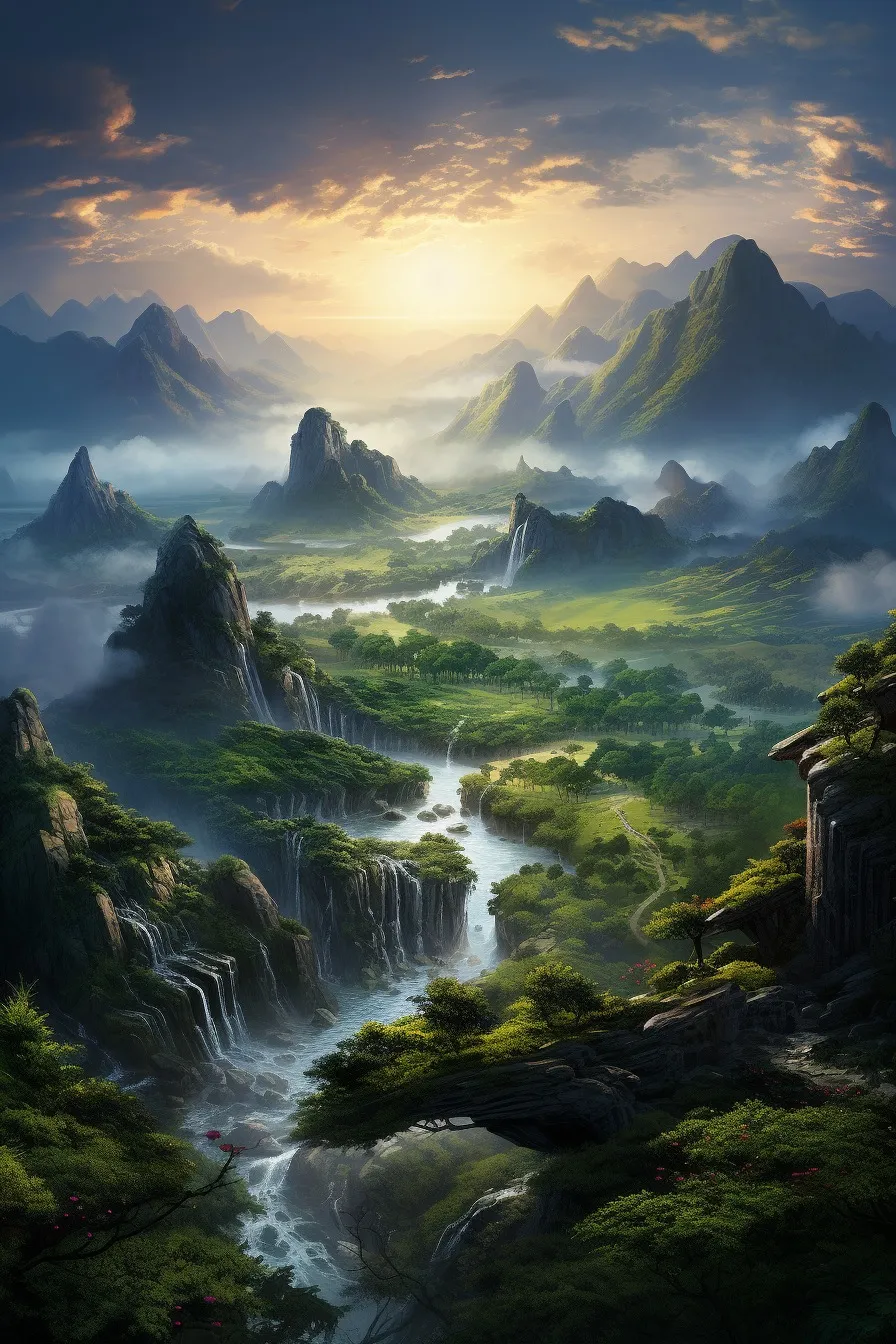 Misty mountain valley