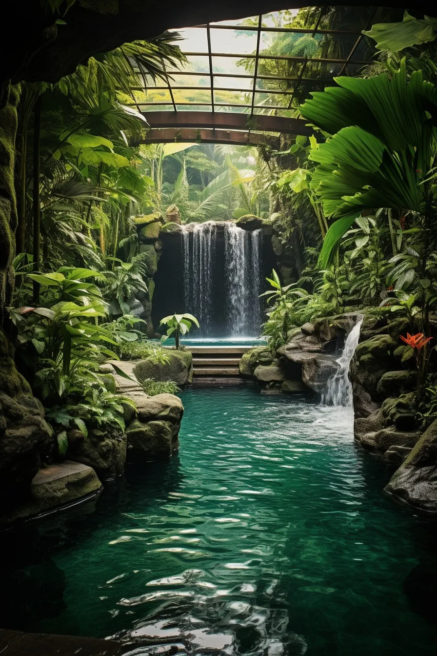 Secluded tropical waterfall