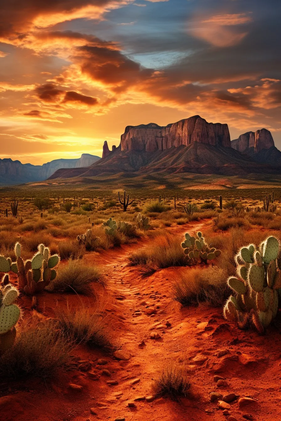 Desert landscape at dusk
