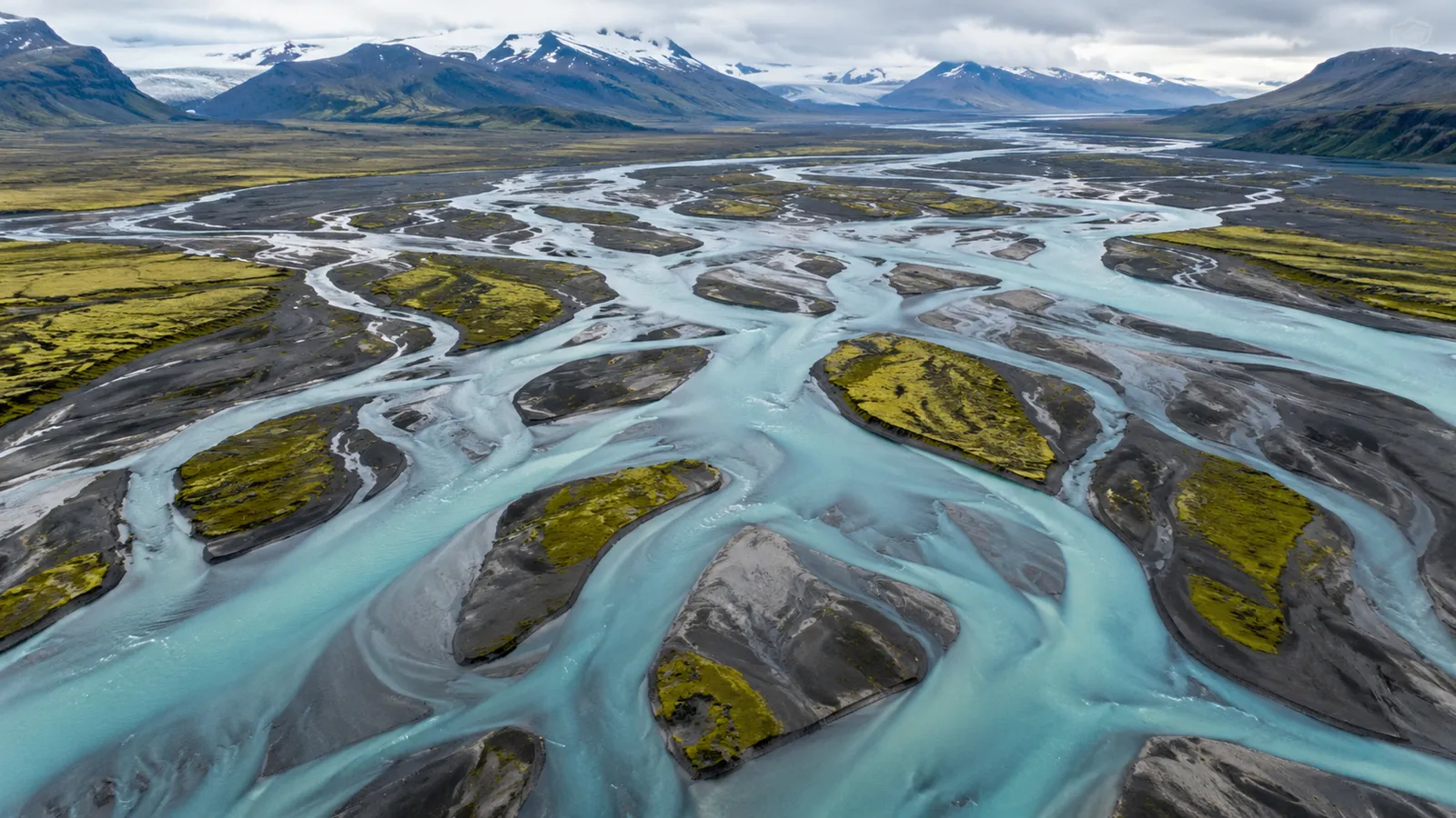 Braided glacial river from above