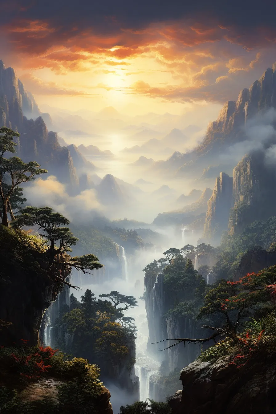 Misty mountain valley