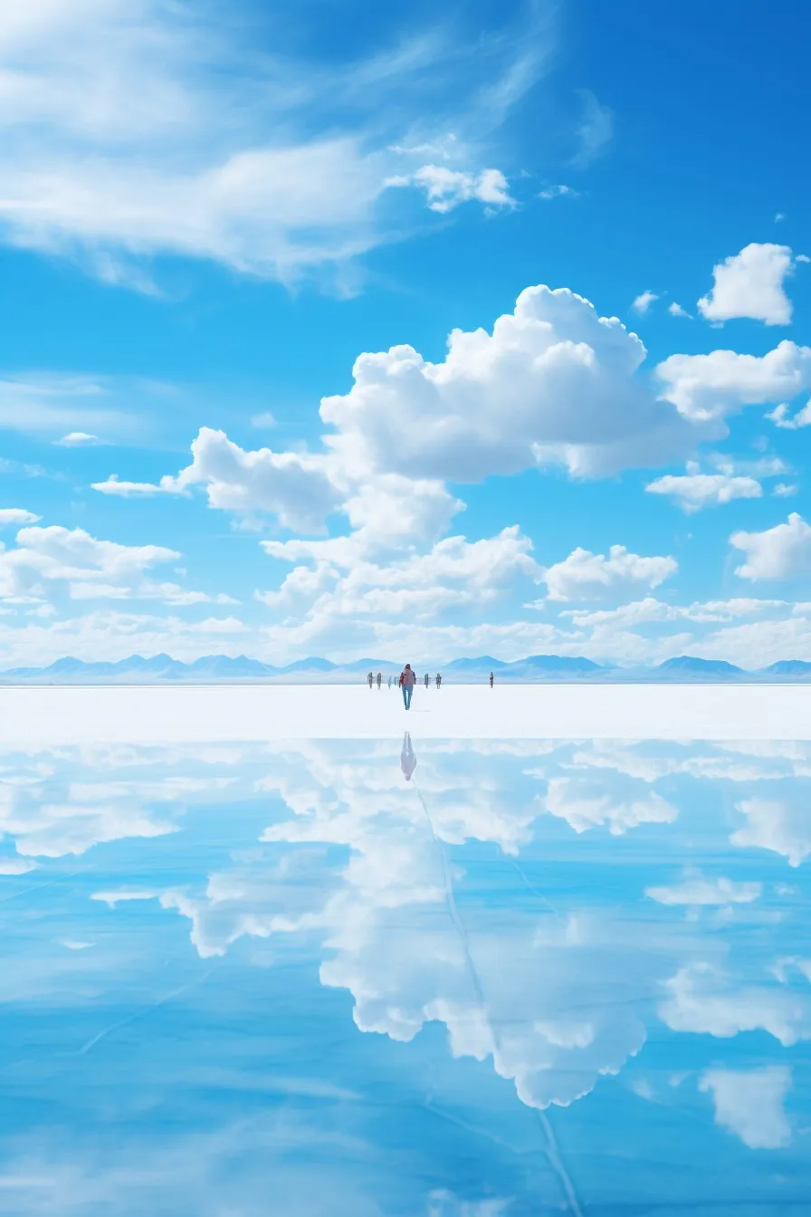Salt flats reflecting the sky