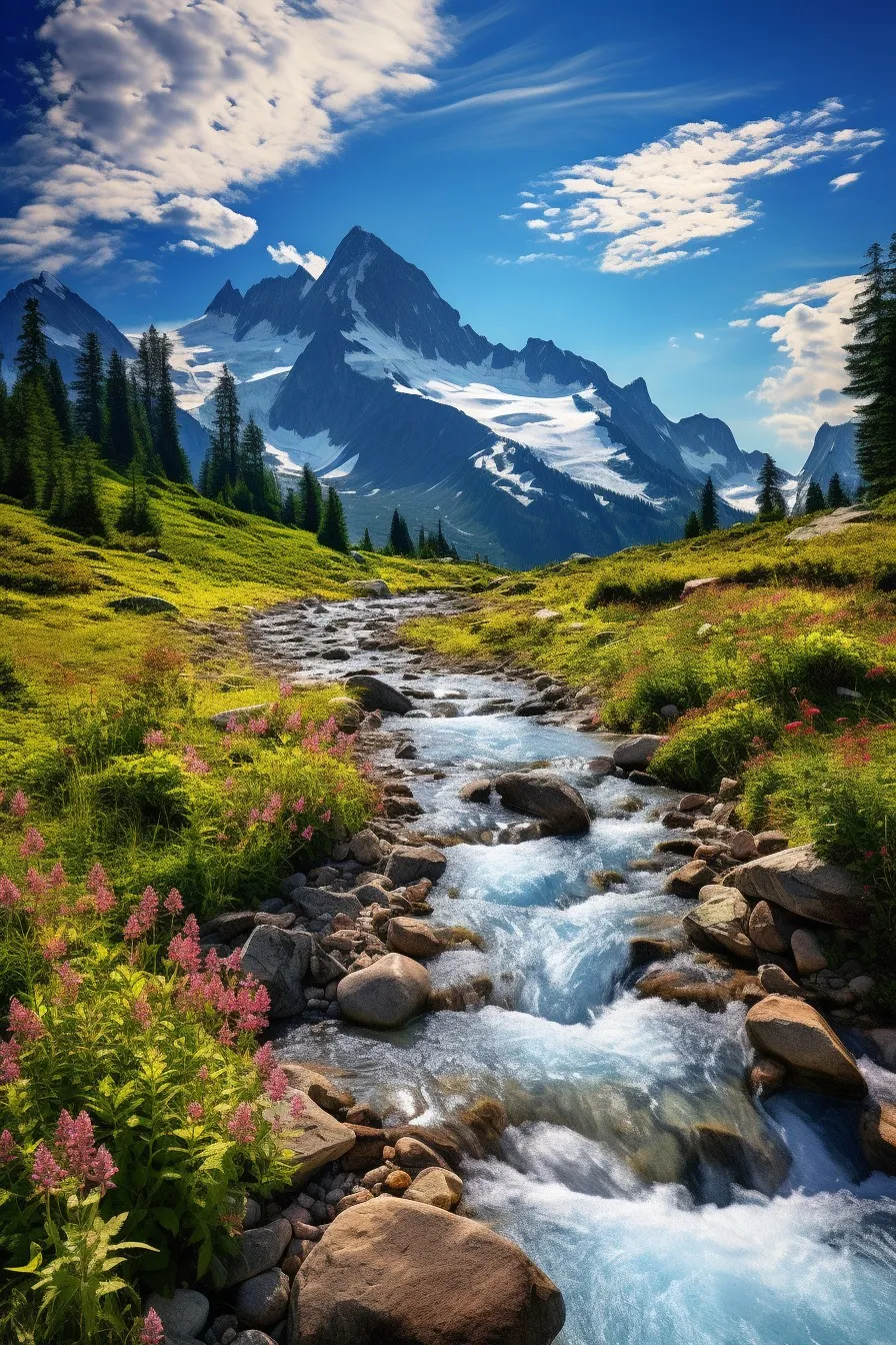 Alpine meadow with wildflowers