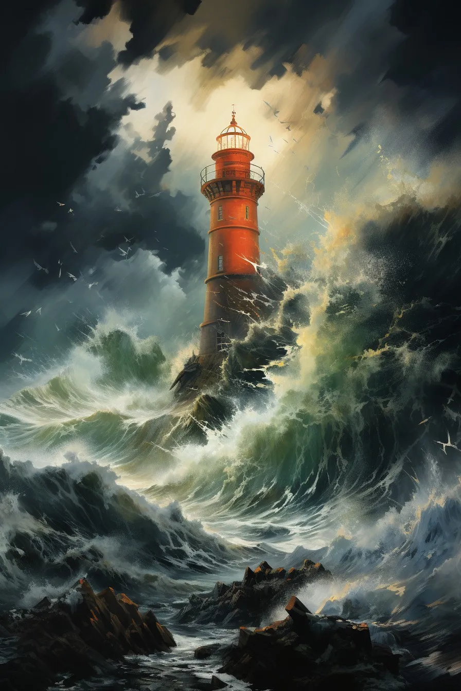 Lighthouse on rocky cliffs