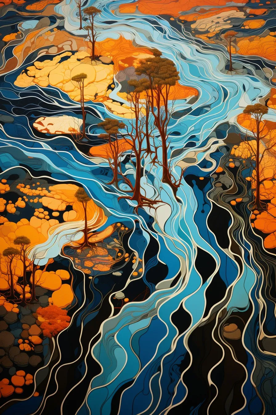 Aerial view of a river delta