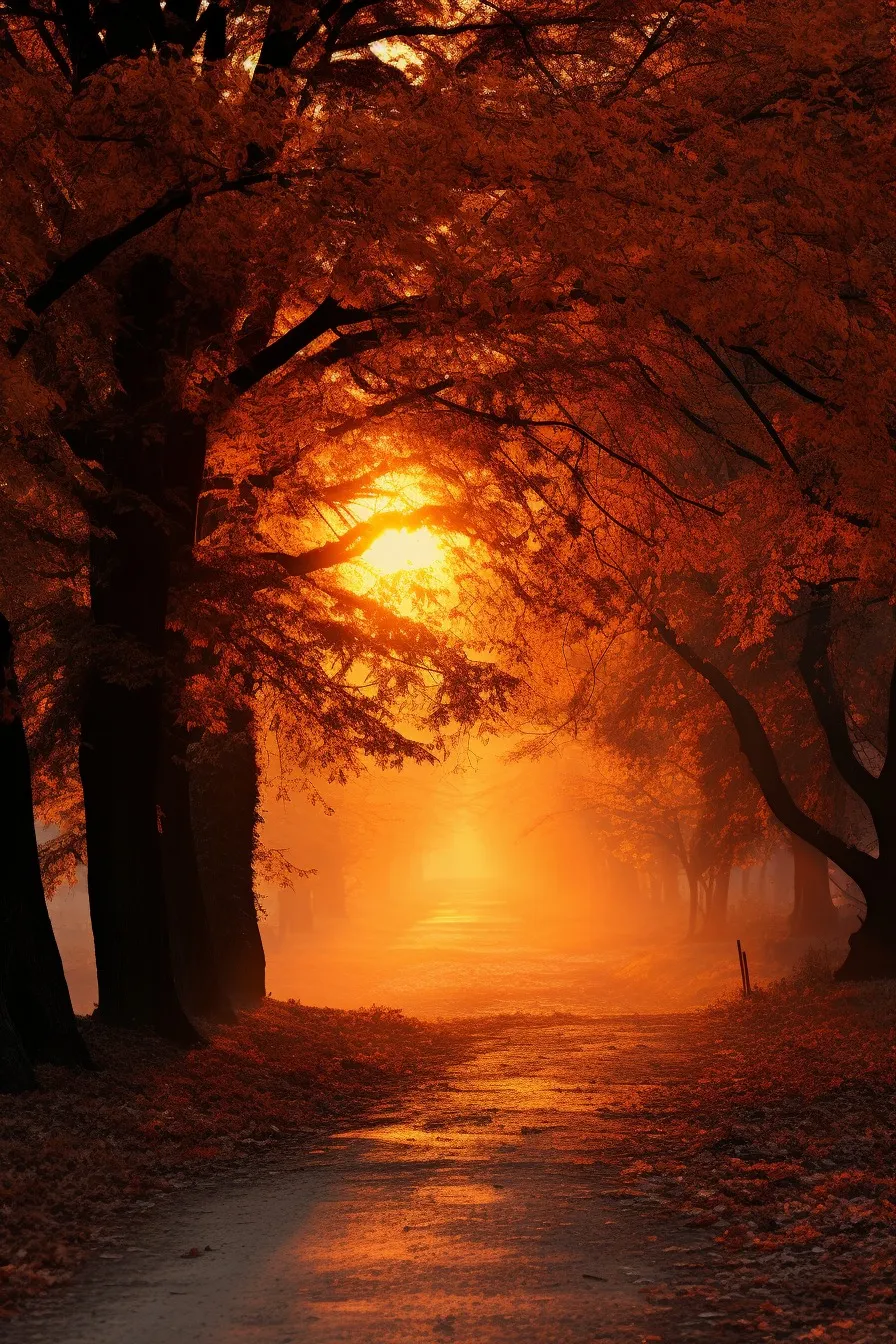 Fiery autumn forest