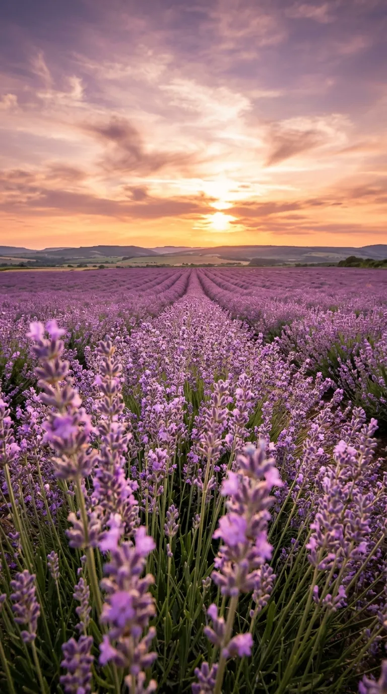 Lavender field at sunset