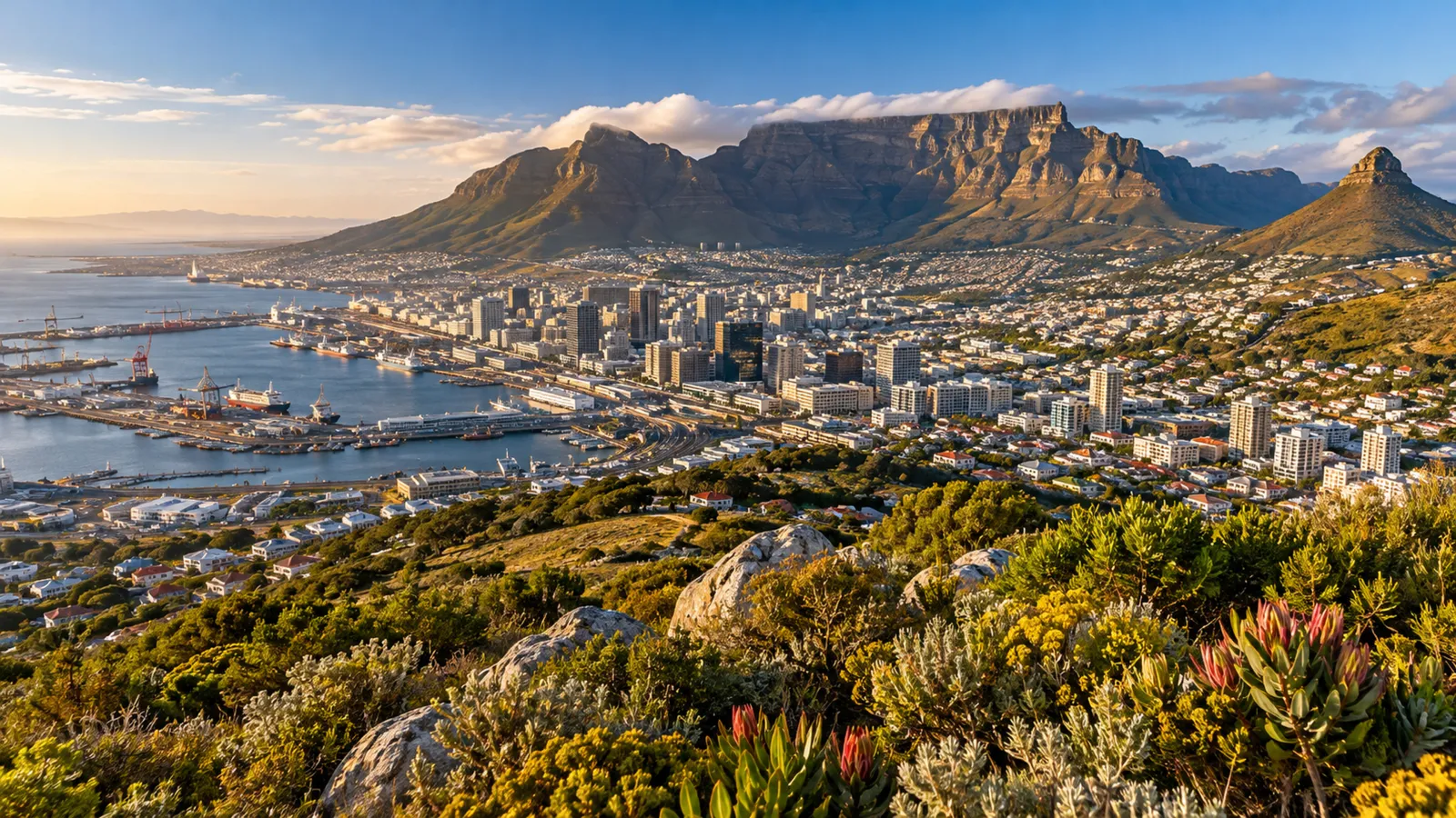 Cape Town and Table Mountain from above