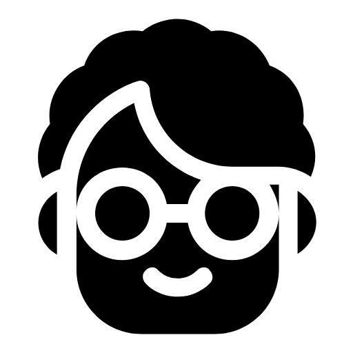 Woman with curly hair and glasses icon