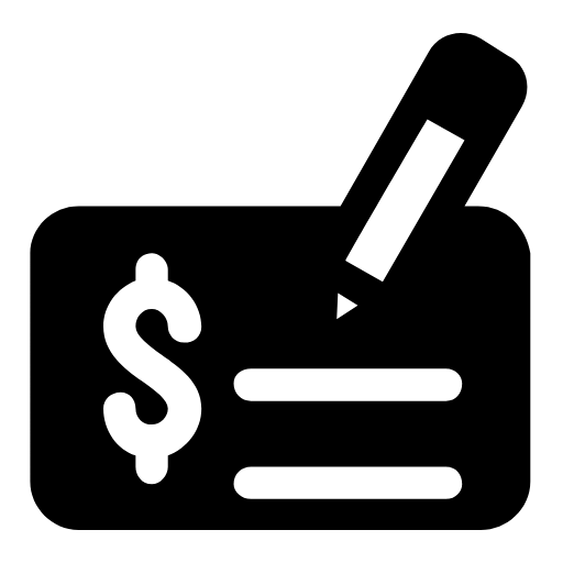 Signing a cheque icon