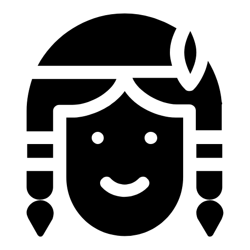 Woman with braids and a feather icon