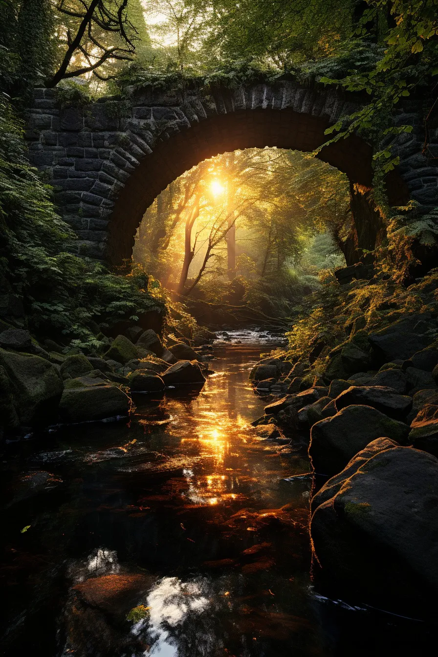 Old stone bridge over a stream