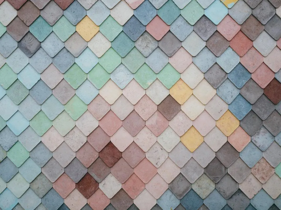 Pastel scale-shaped tiles