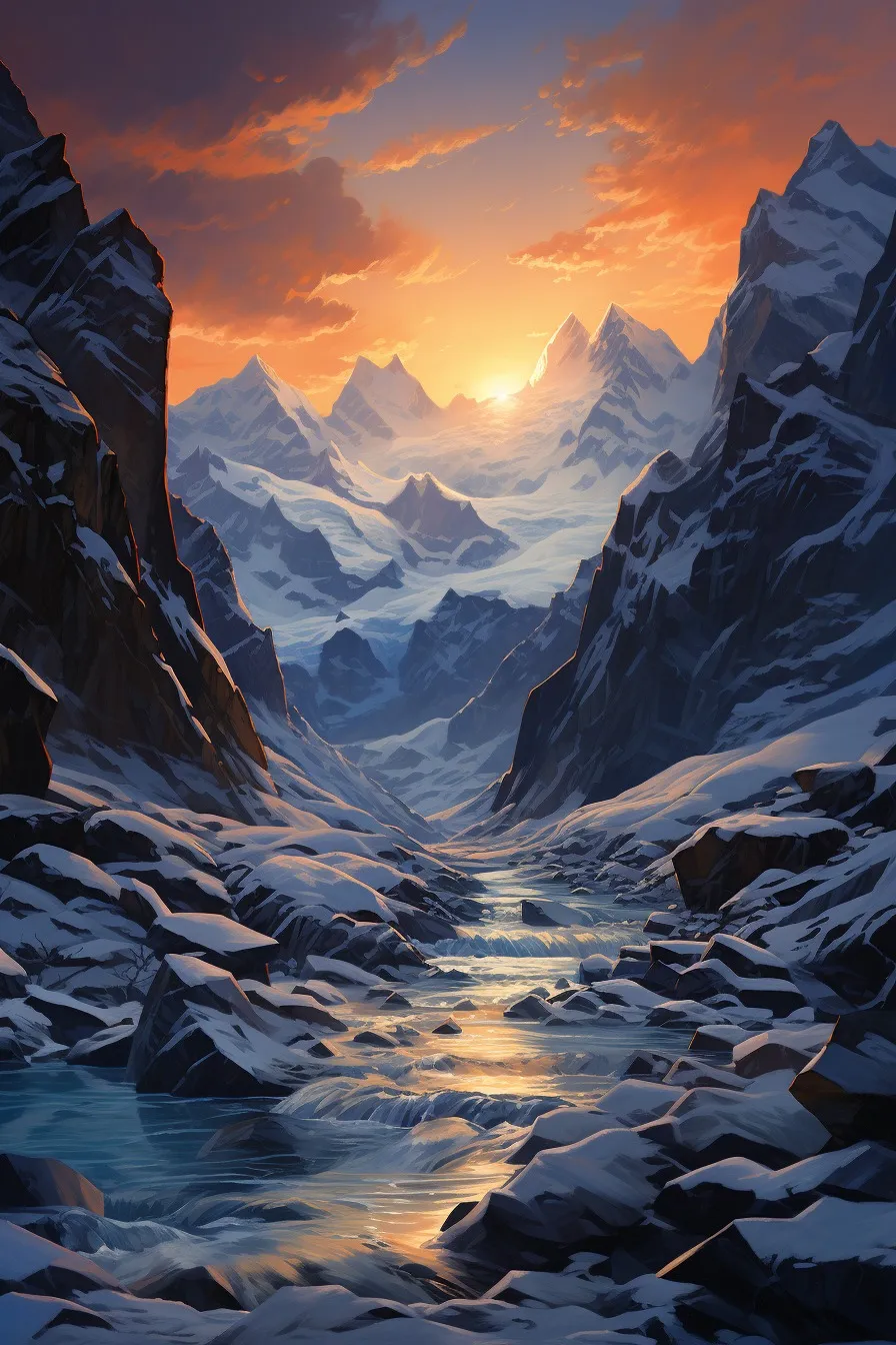 Glacier valley with blue ice