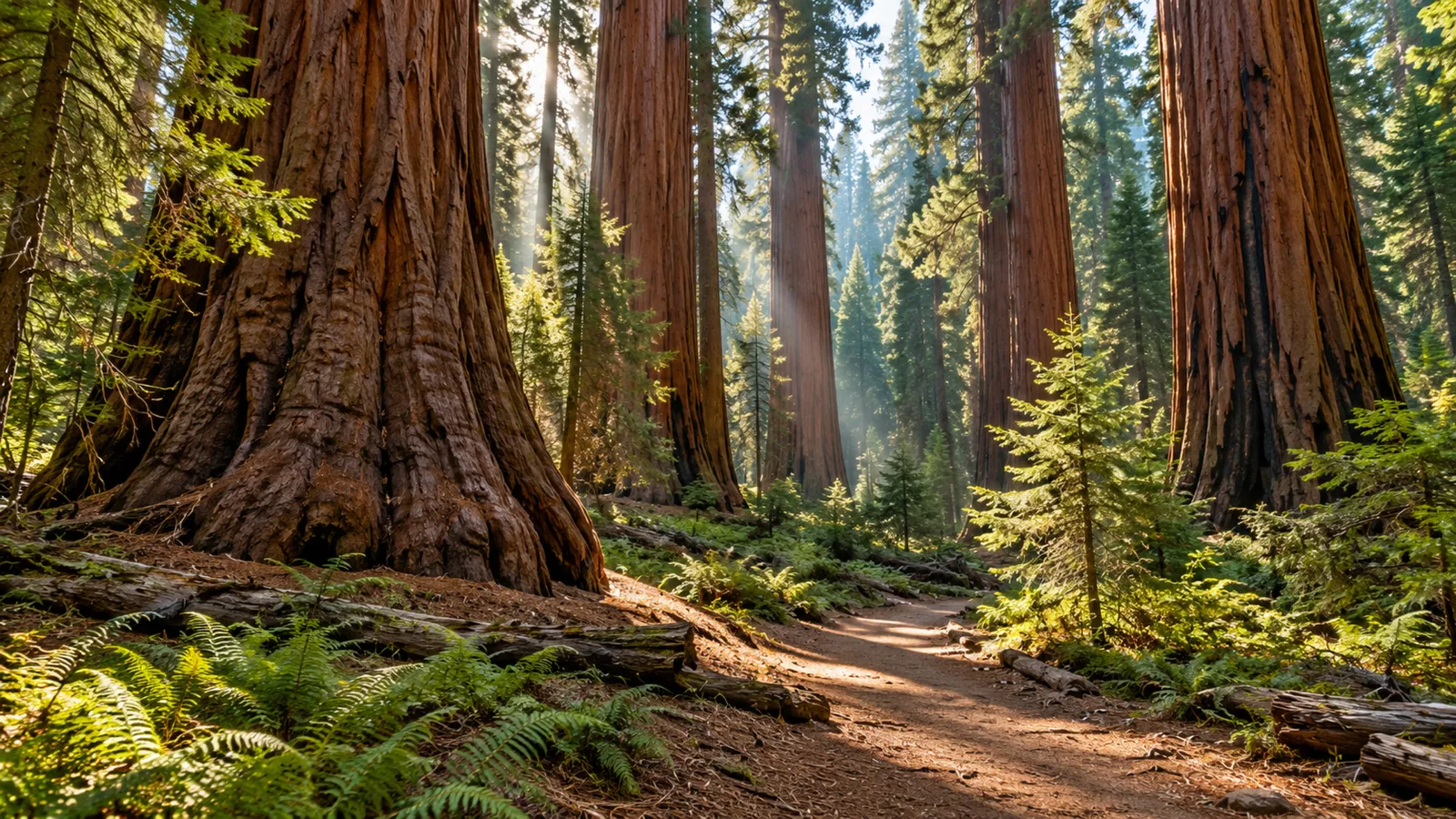 Trail through a giant sequoia forest