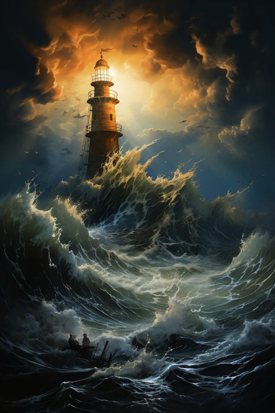 Lighthouse on rocky cliffs