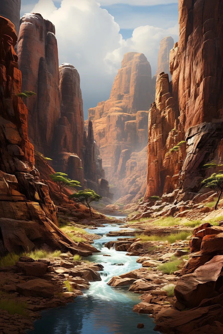 Canyon carved by a winding river