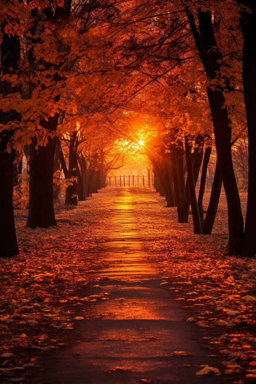 Fiery autumn forest