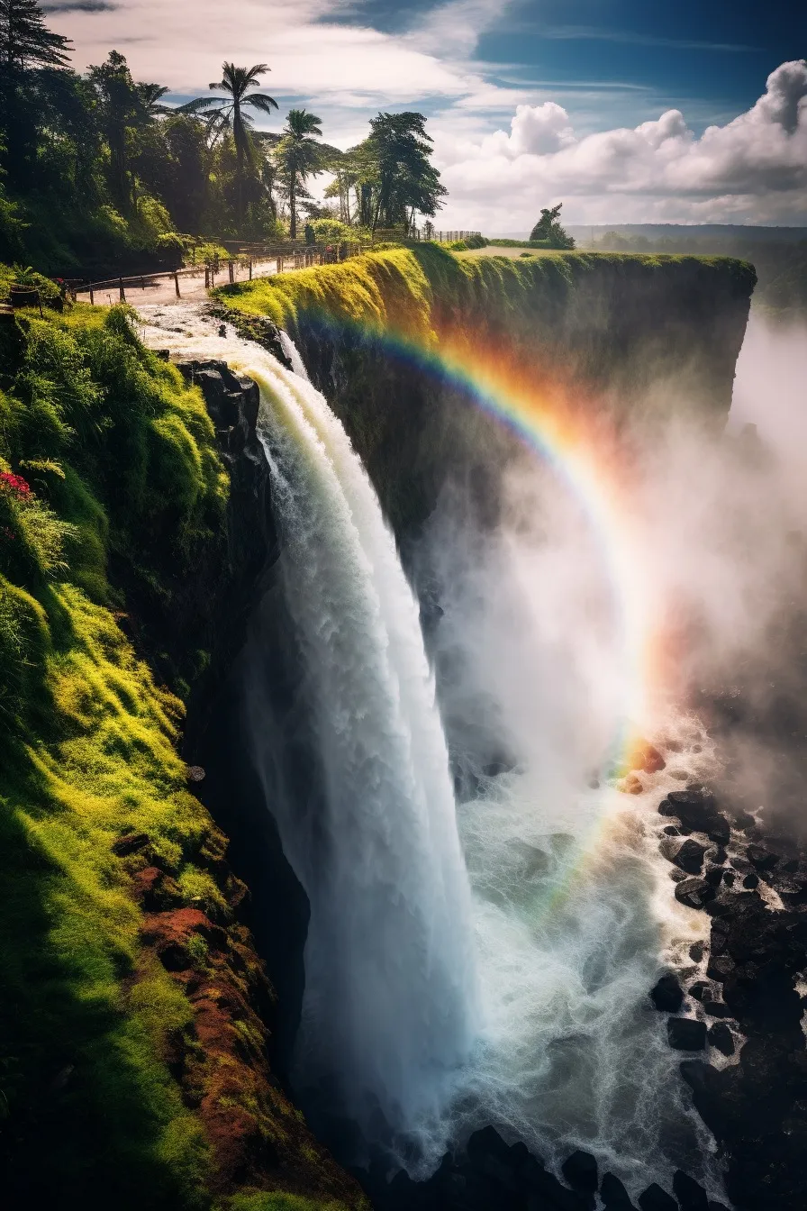 Waterfall cascading from a high cliff