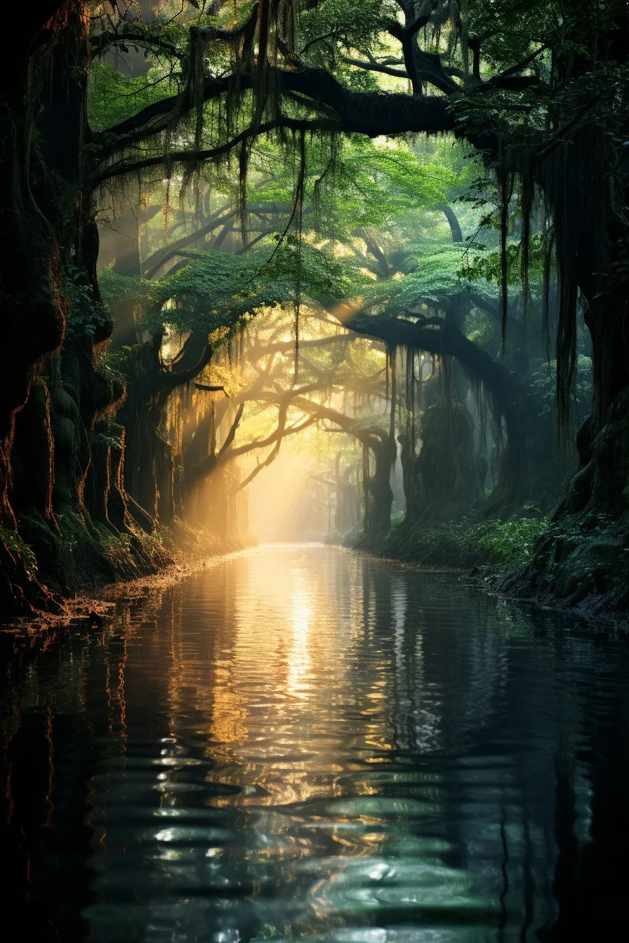 Southern bayou with Spanish moss