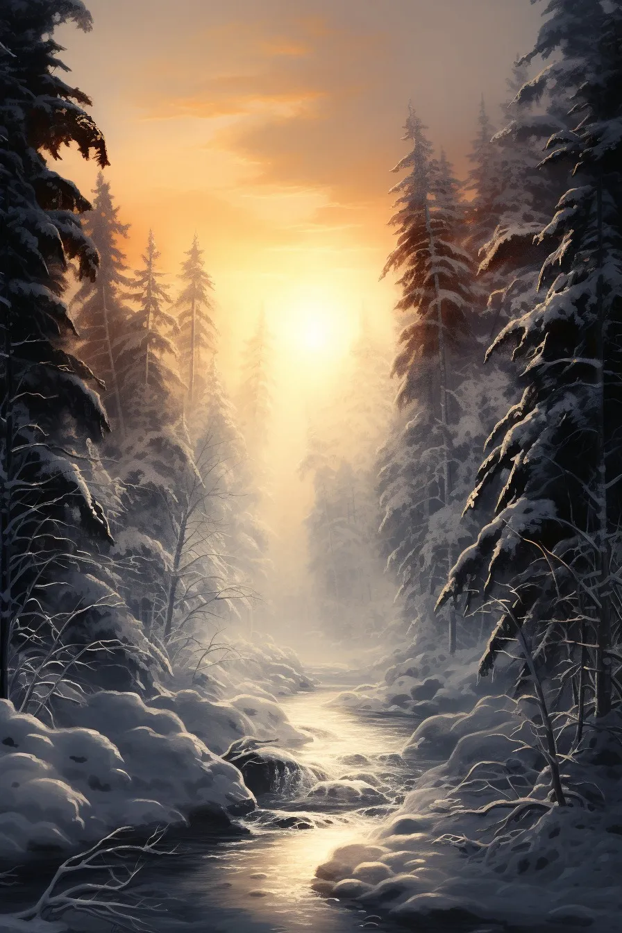 Snowy conifer forest