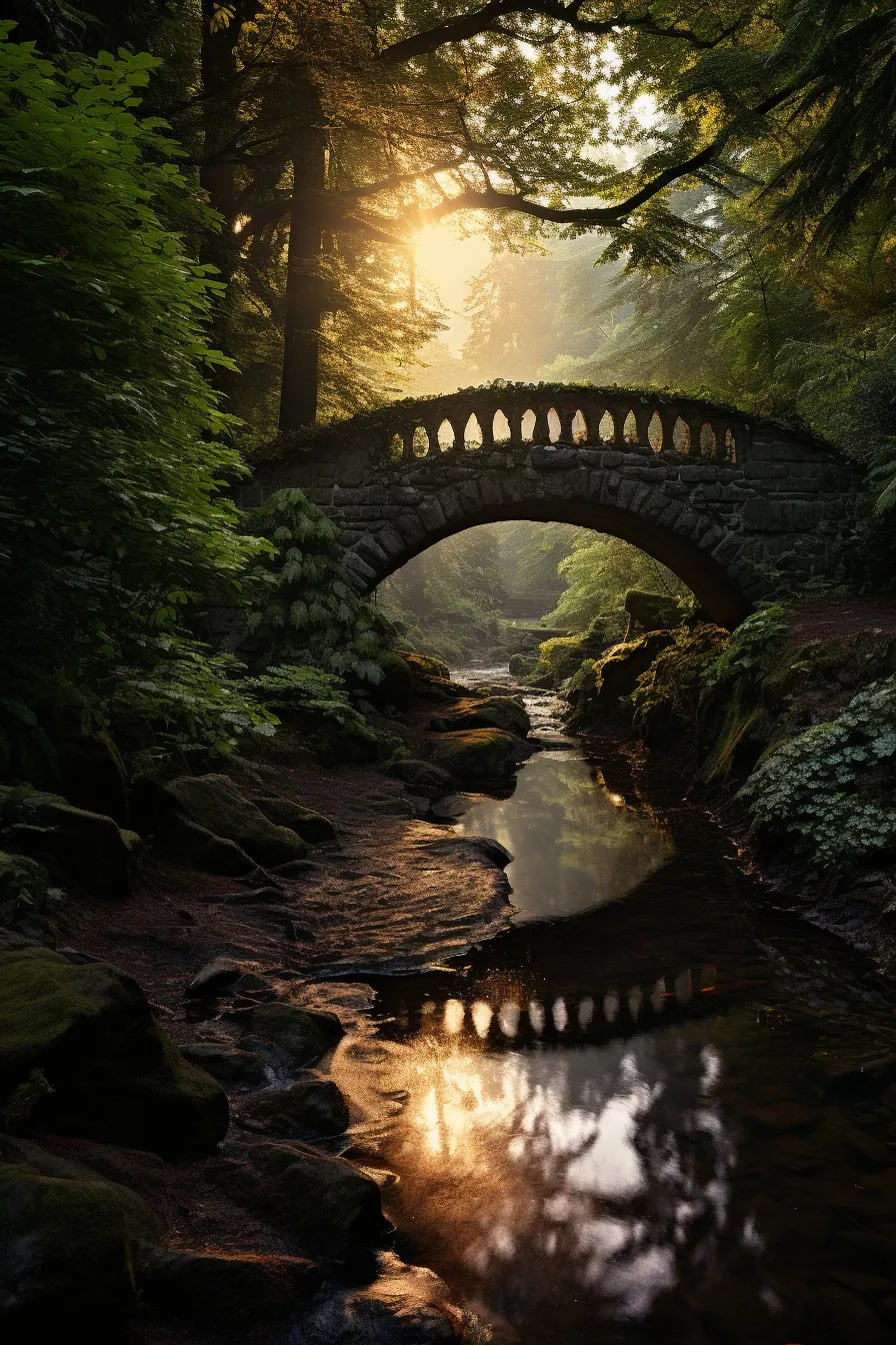 Old stone bridge over a stream