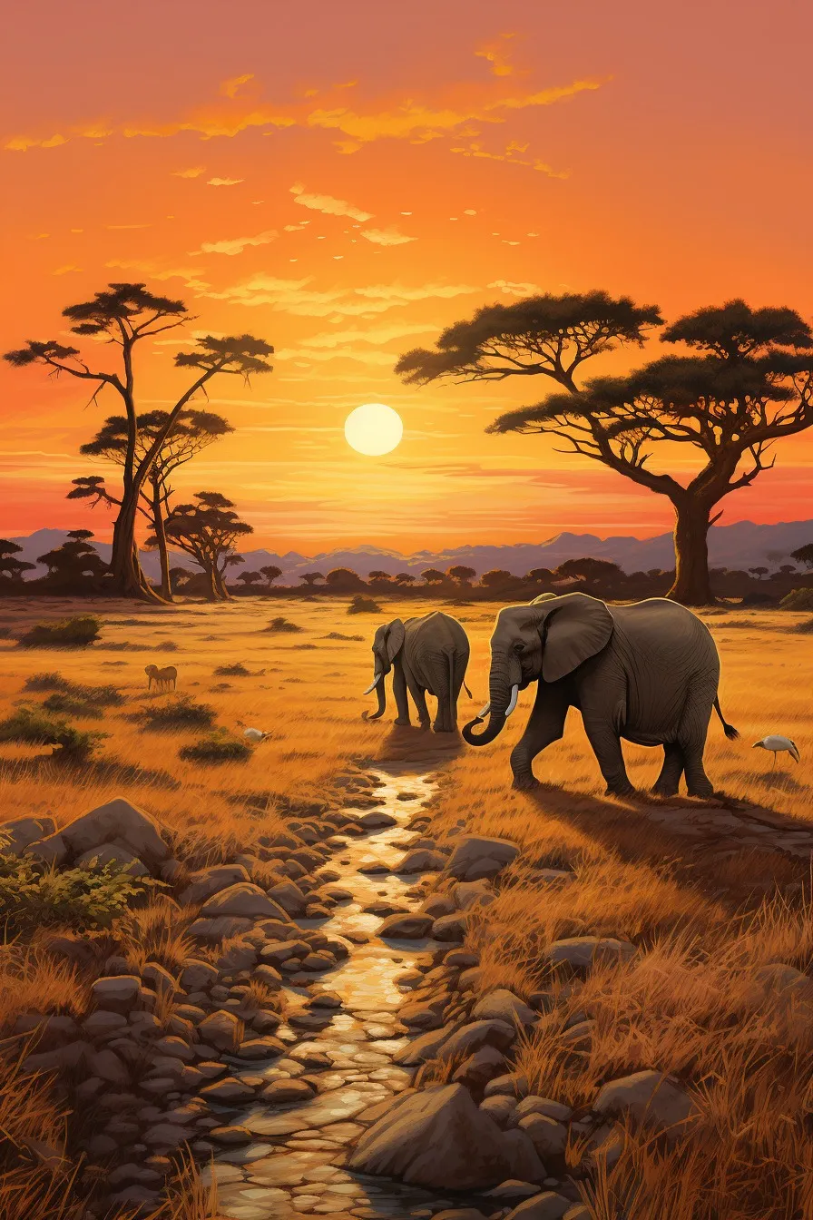African plains at sunset