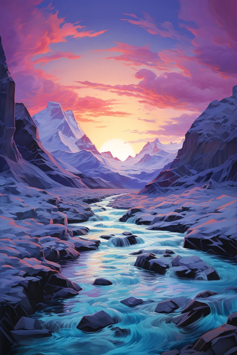 Glacier valley with blue ice