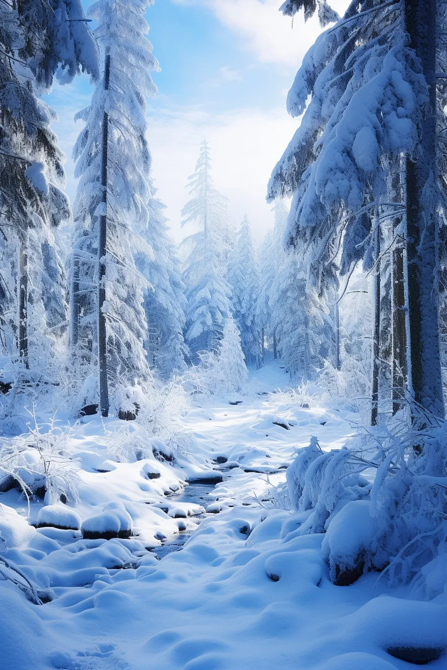 Snowy conifer forest