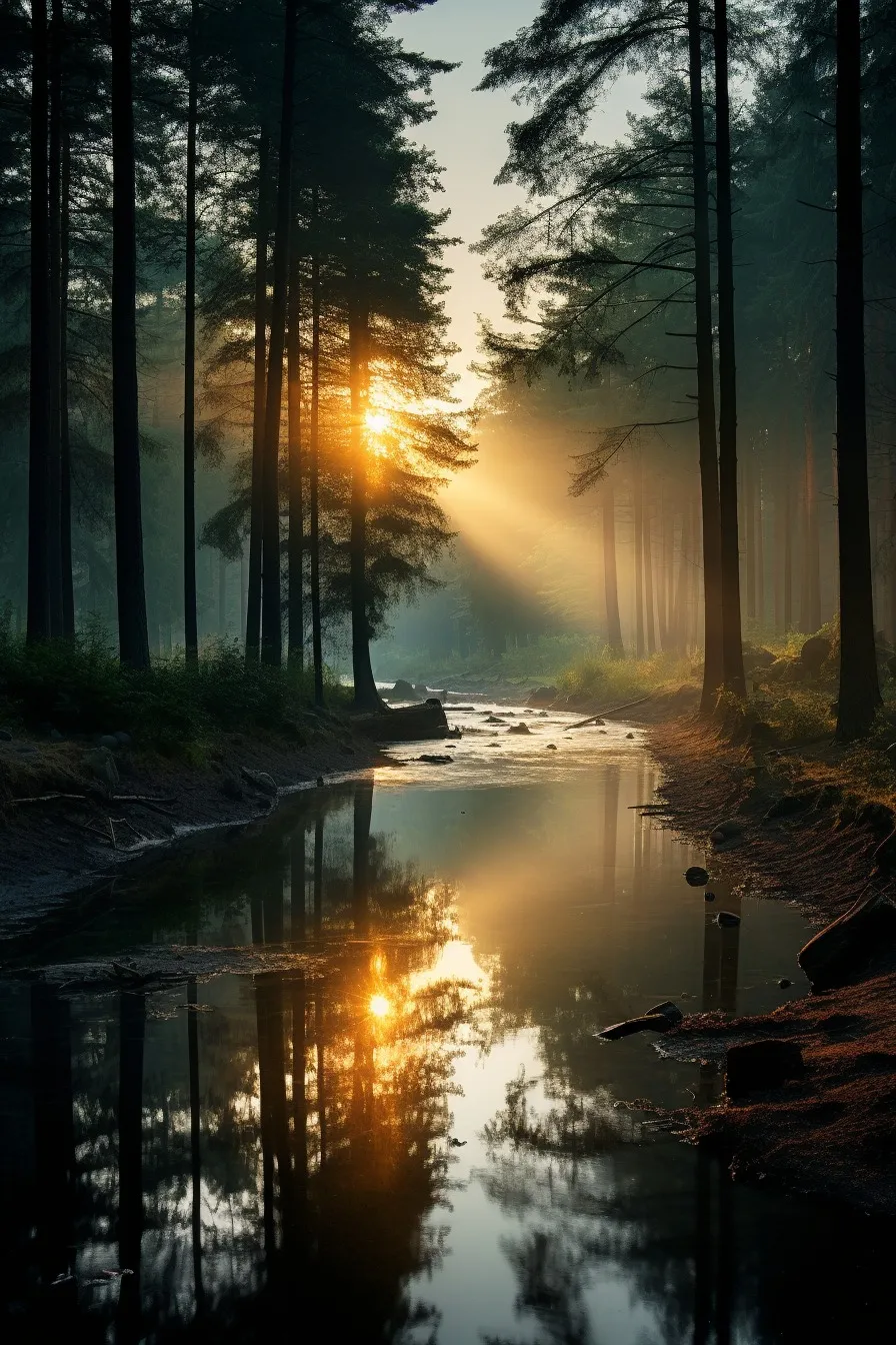 Fog-shrouded woodland