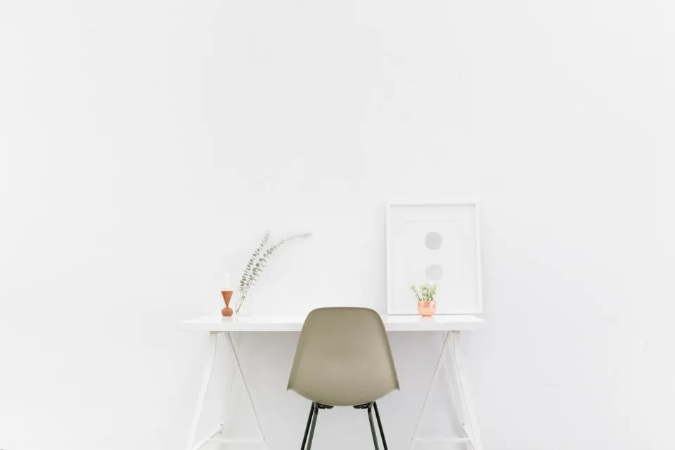 Minimalist white desk and chair