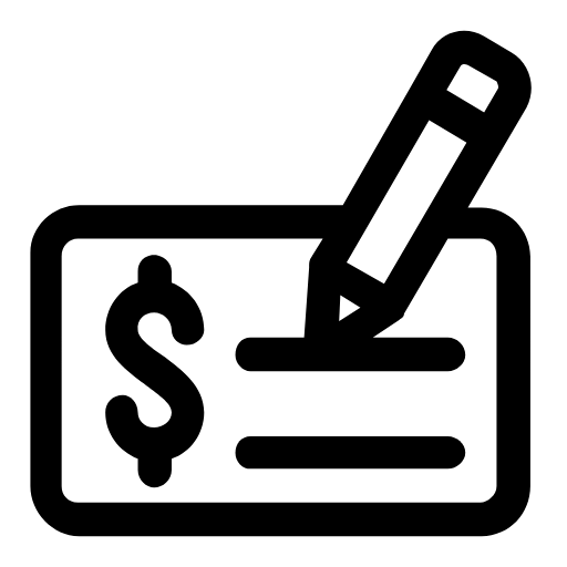 Signing a cheque icon