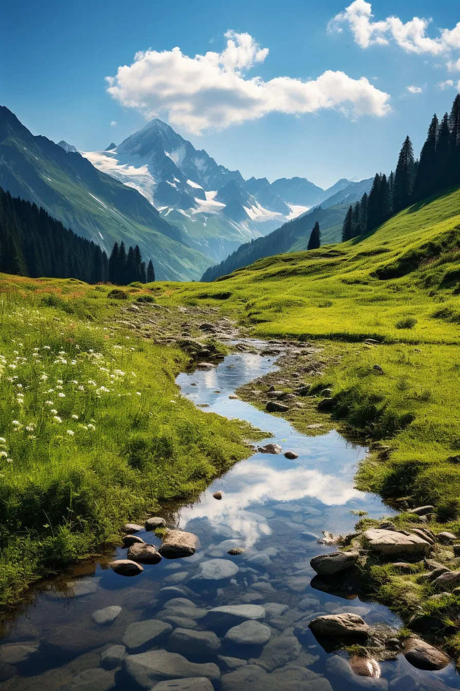 Alpine meadow with wildflowers