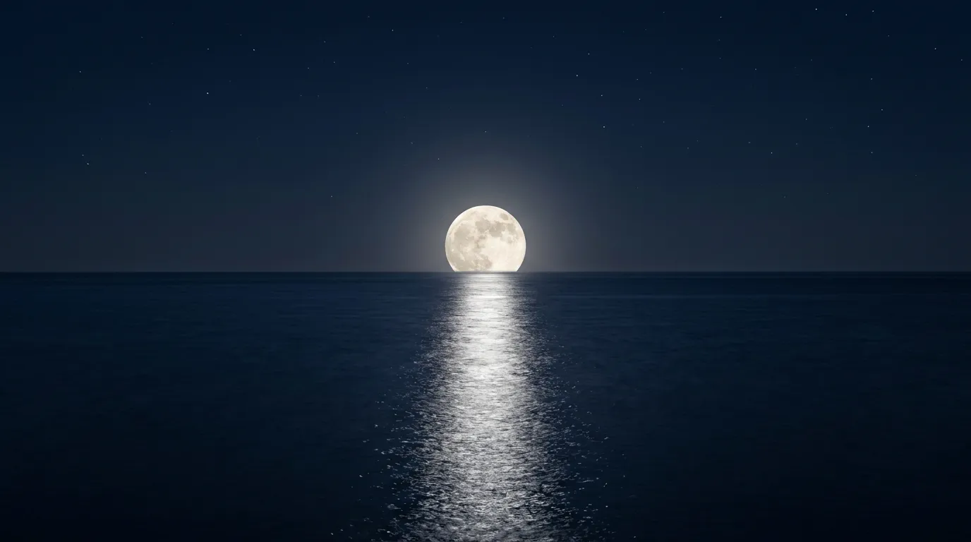 Full moon over a calm sea