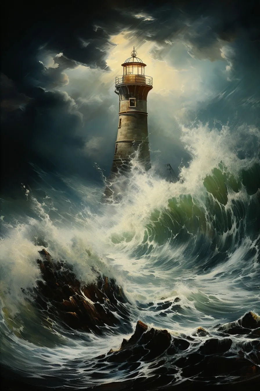 Lighthouse on rocky cliffs