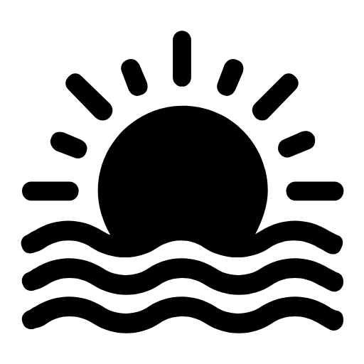 Sunset over the sea icon