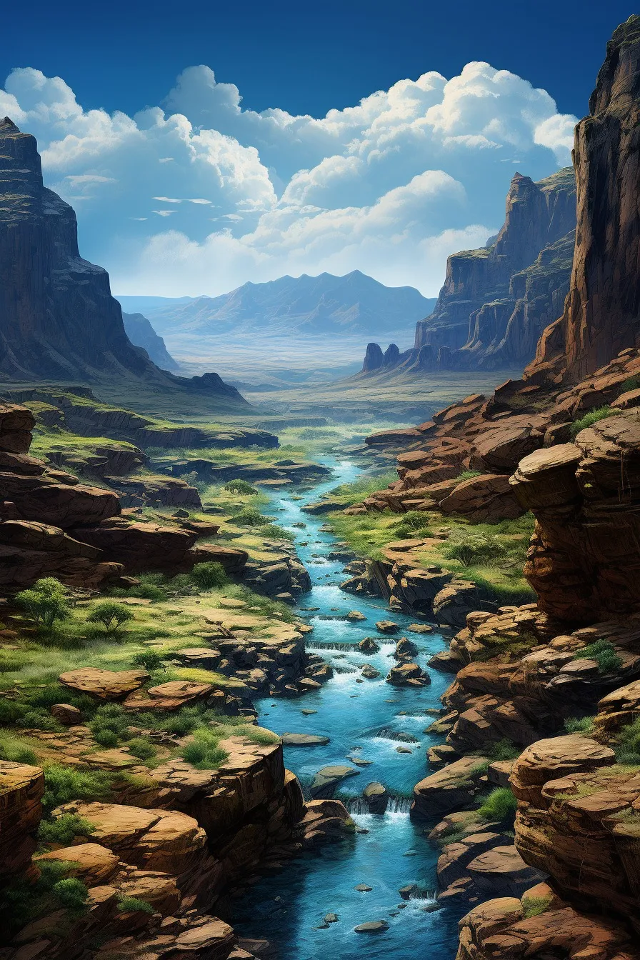 Canyon carved by a winding river