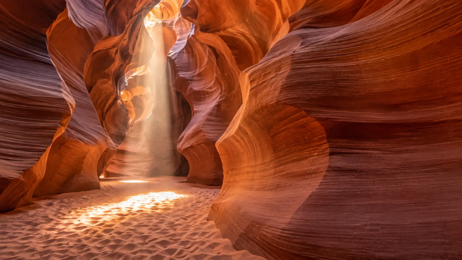 Sunbeam in a sandstone slot canyon