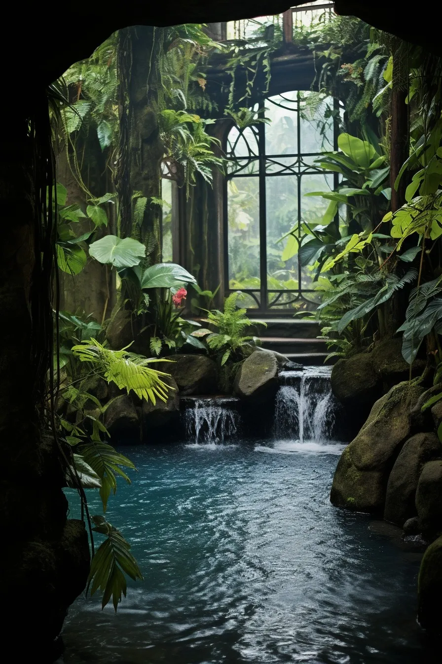 Secluded tropical waterfall