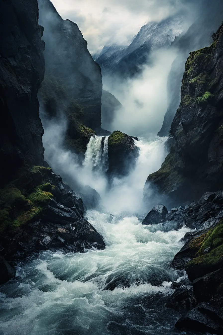Waterfall tumbling over rocks
