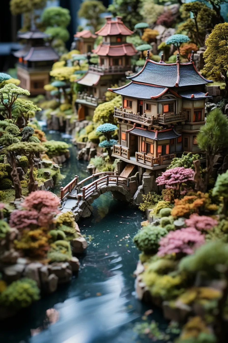 Calm Japanese garden with a pebble path