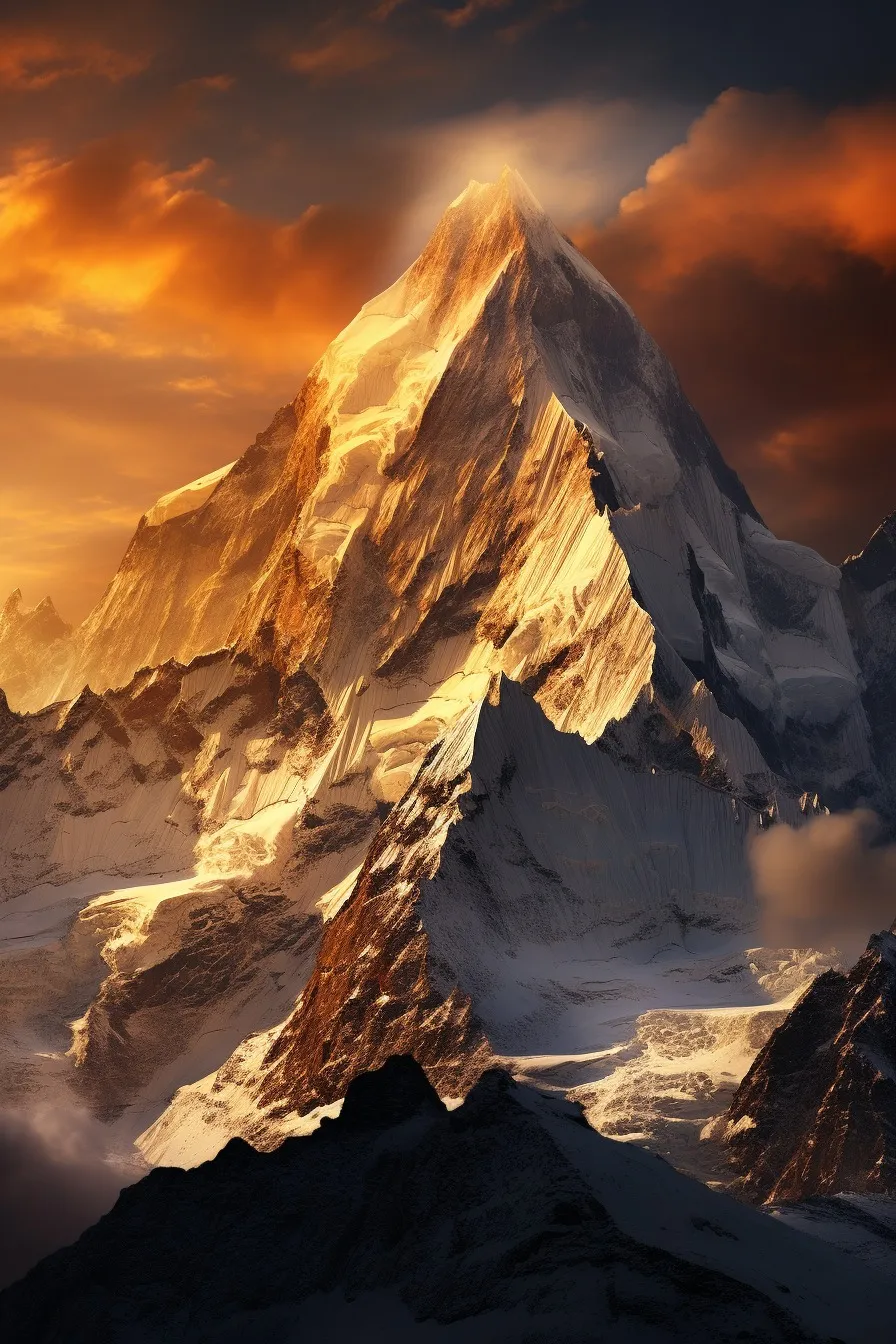 Mountain peak in golden light