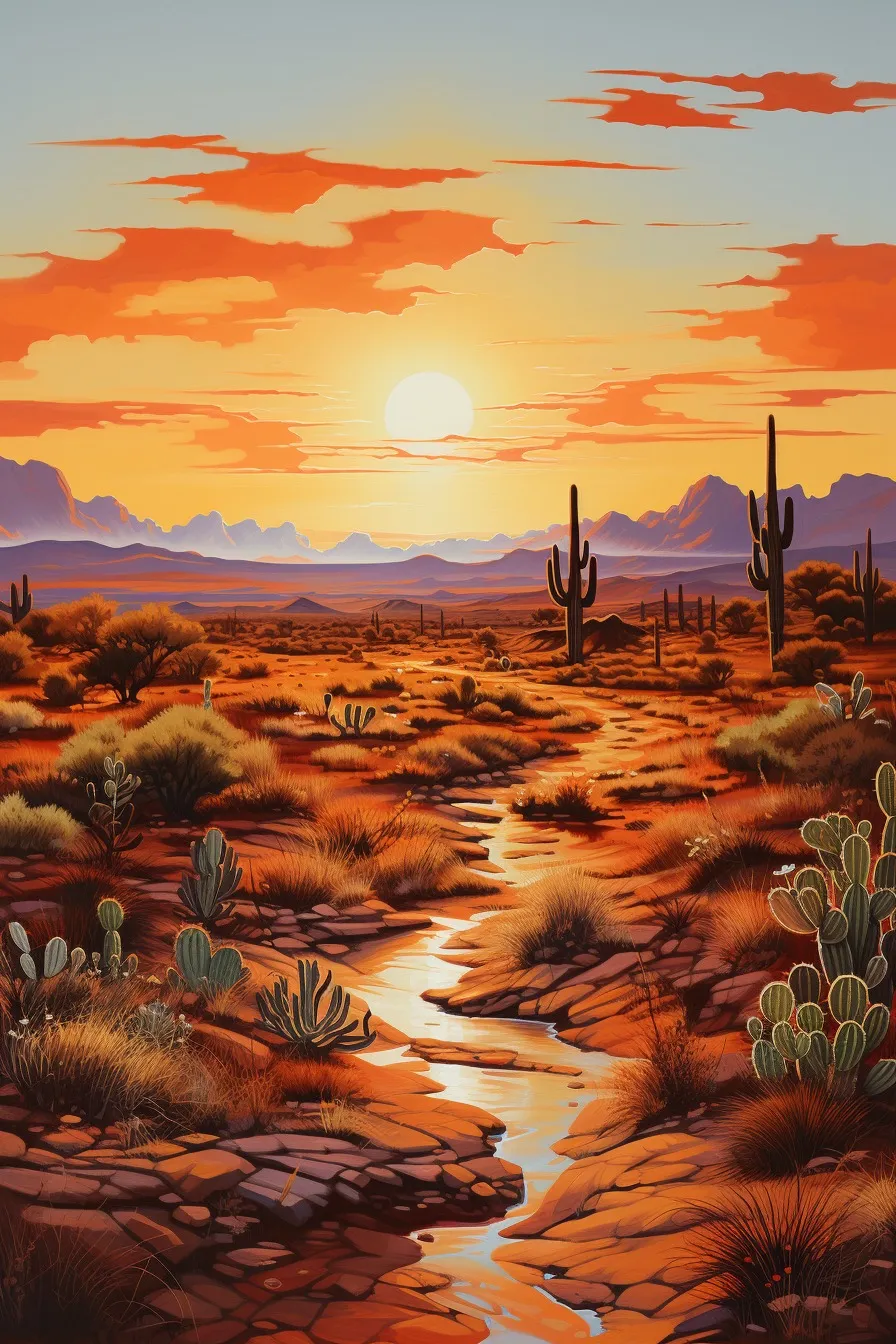 Desert landscape at dusk