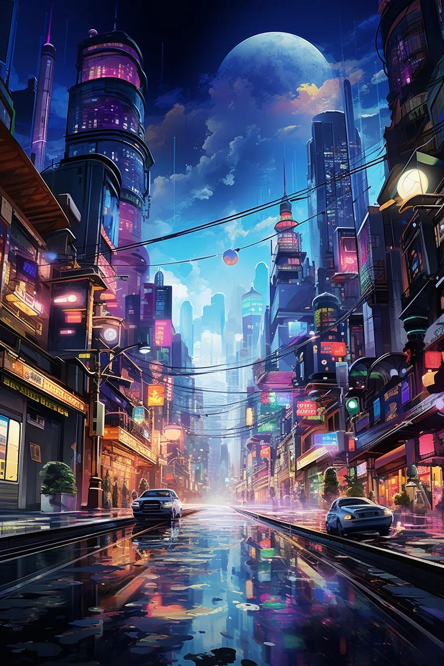 Illuminated city at night