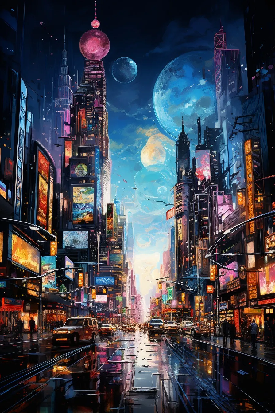 Illuminated city at night