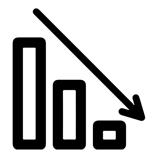 Declining bar chart icon