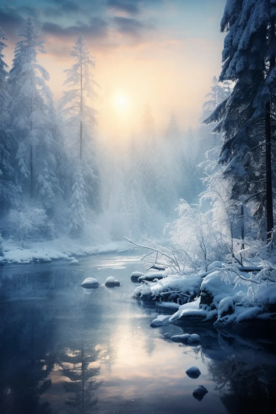 Snowy conifer forest